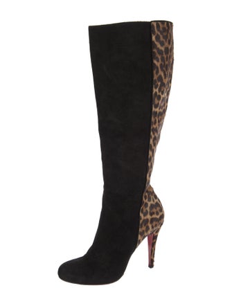 Christian Louboutin Suede Animal Print Boots