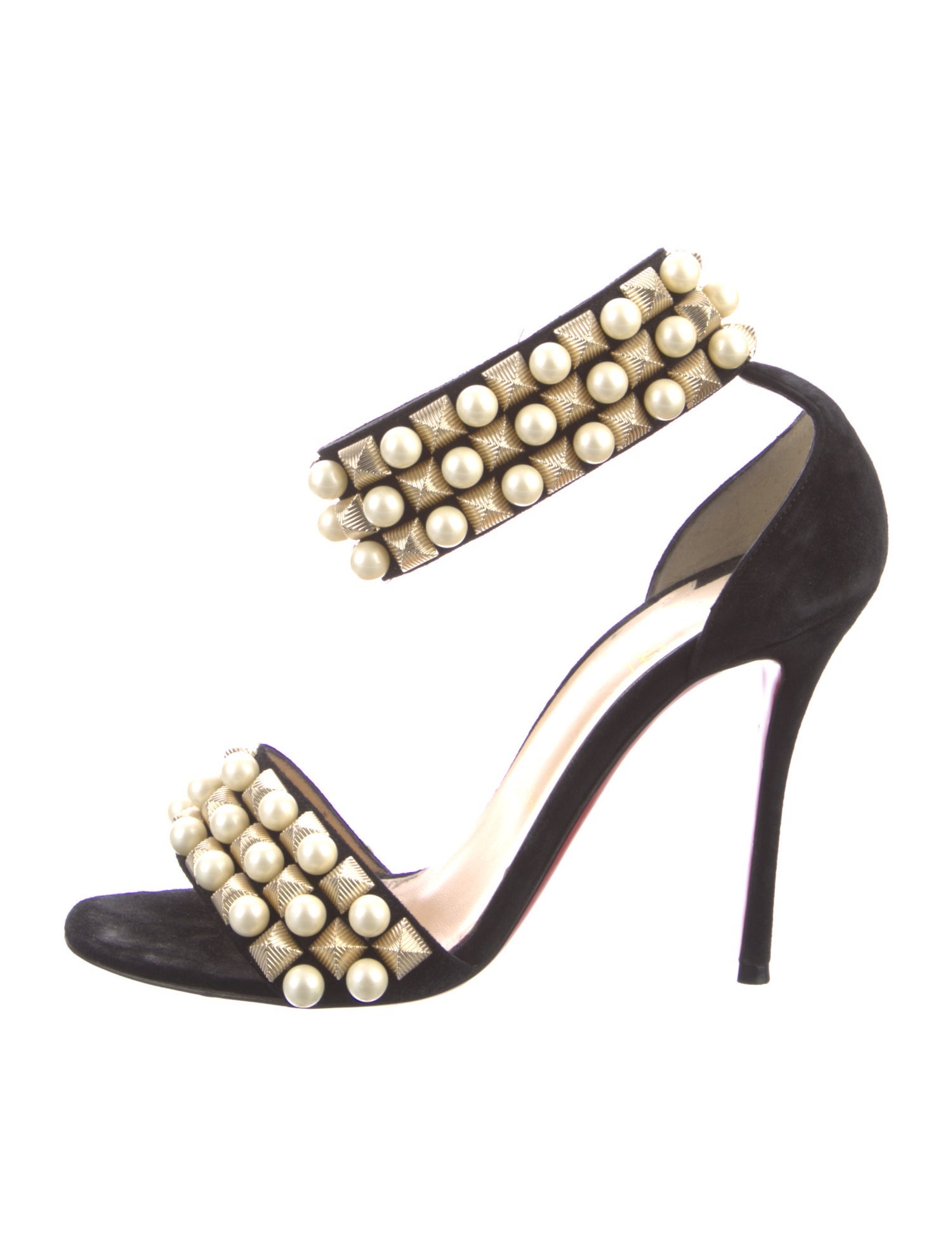 Christian Louboutin Spike Accents Suede Sandals