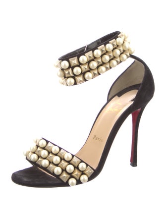 Christian Louboutin Spike Accents Suede Sandals