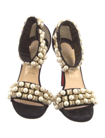 Christian Louboutin Spike Accents Suede Sandals
