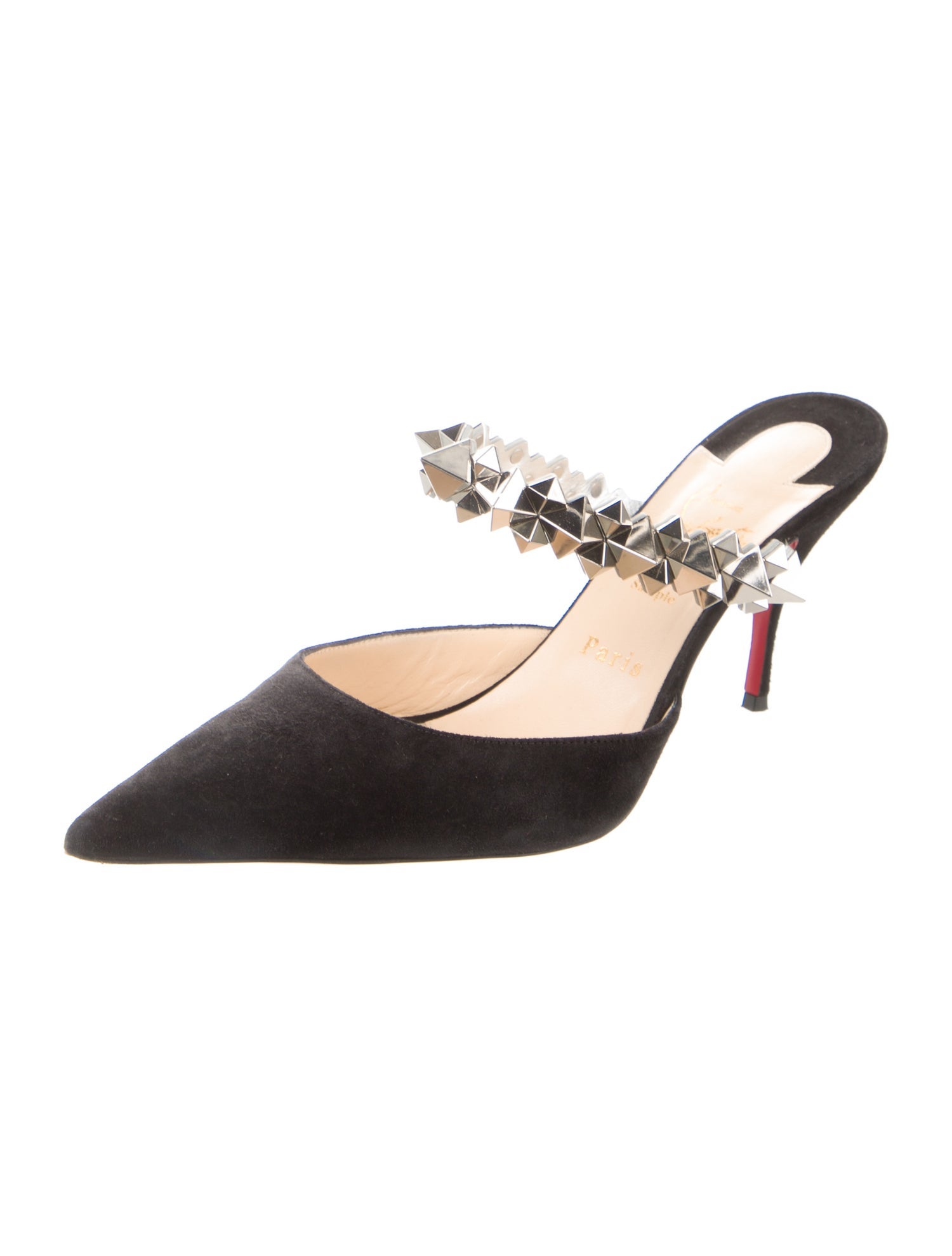 Christian Louboutin Suede Studded Accents Mules