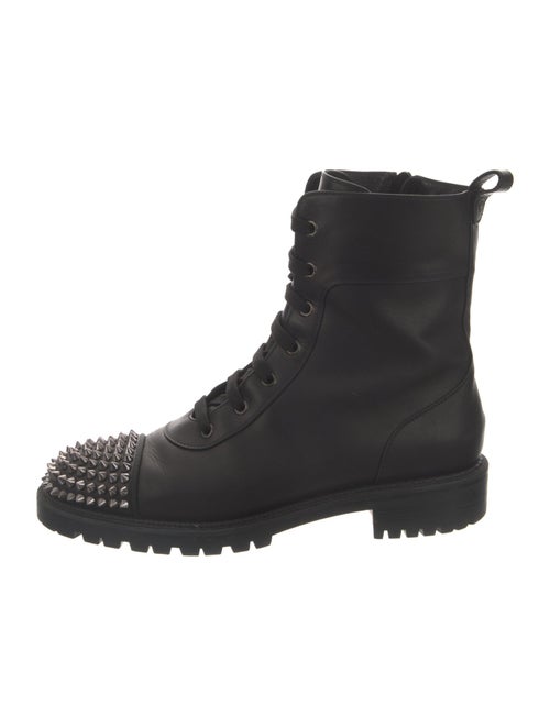 Christian Louboutin Leather Studded Accents Combat Boots