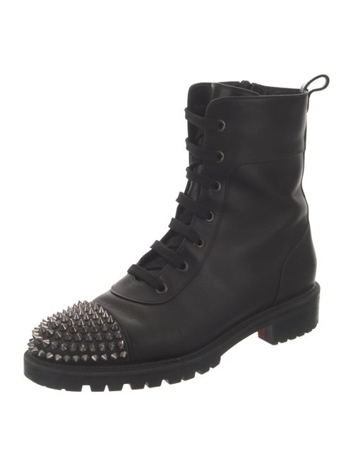 Christian Louboutin Leather Studded Accents Combat Boots