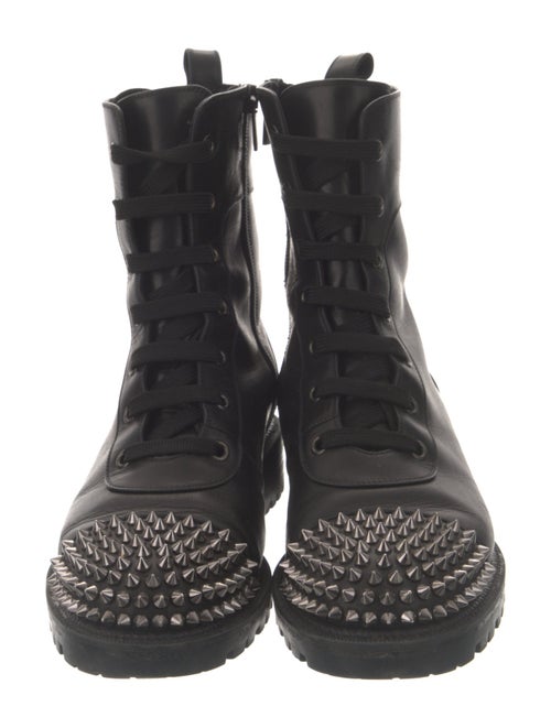 Christian Louboutin Leather Studded Accents Combat Boots