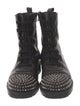 Christian Louboutin Leather Studded Accents Combat Boots