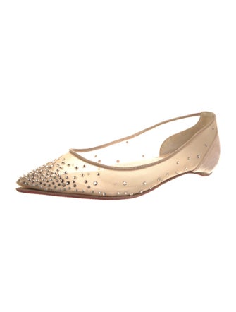 Christian Louboutin Mesh Crystal Embellishments Ballet Flats