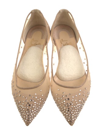Christian Louboutin Mesh Crystal Embellishments Ballet Flats