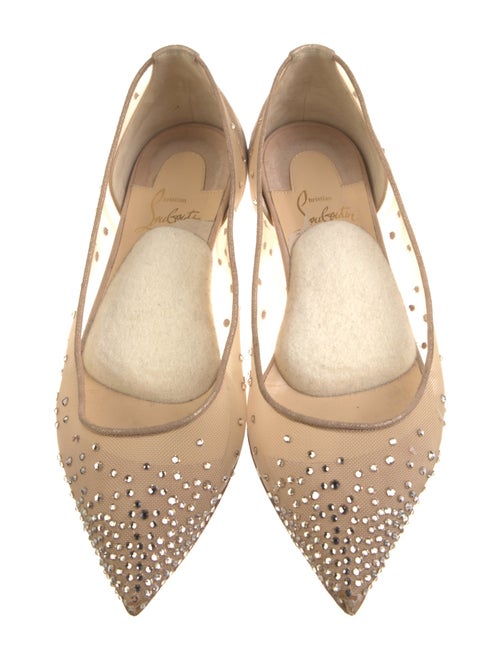 Christian Louboutin Mesh Crystal Embellishments Ballet Flats