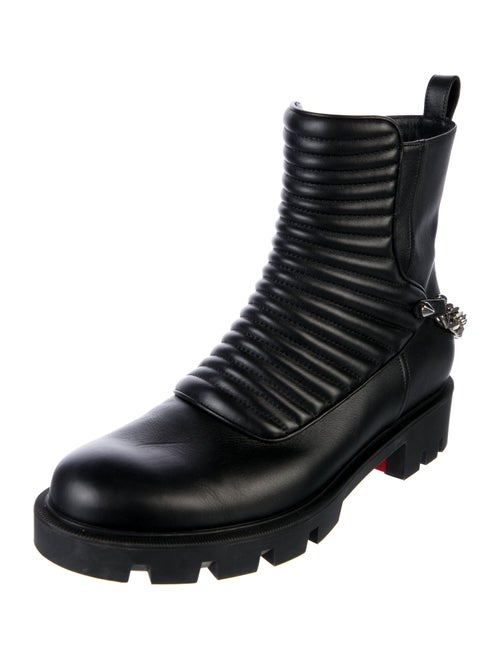 Christian Louboutin Leather Chain-Link Accents Combat Boots
