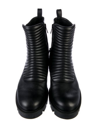 Christian Louboutin Leather Chain-Link Accents Combat Boots