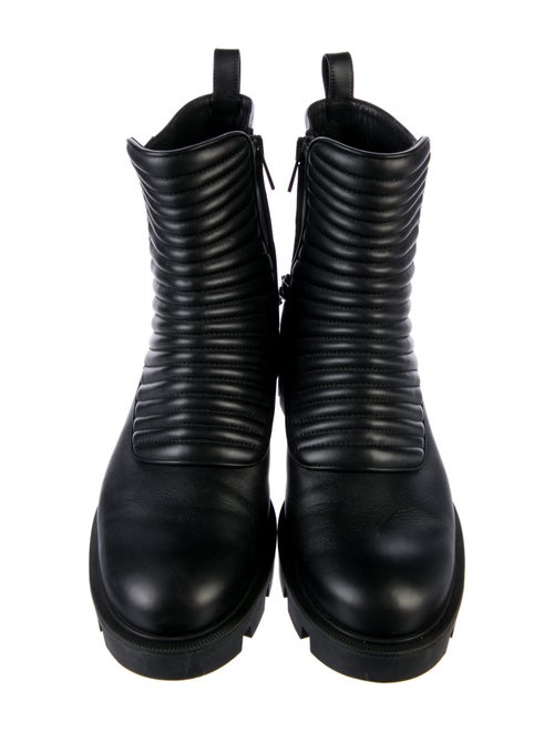 Christian Louboutin Leather Chain-Link Accents Combat Boots