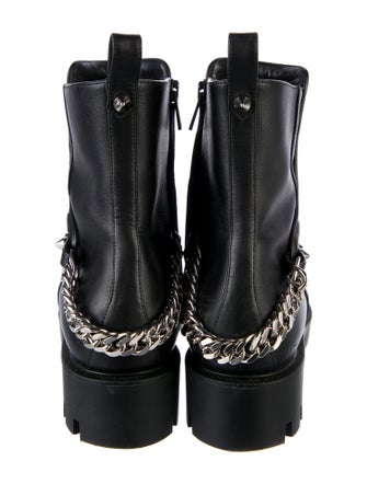 Christian Louboutin Leather Chain-Link Accents Combat Boots
