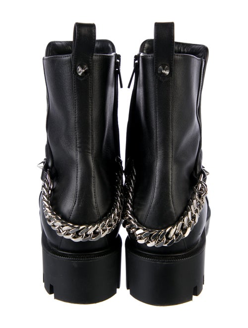 Christian Louboutin Leather Chain-Link Accents Combat Boots