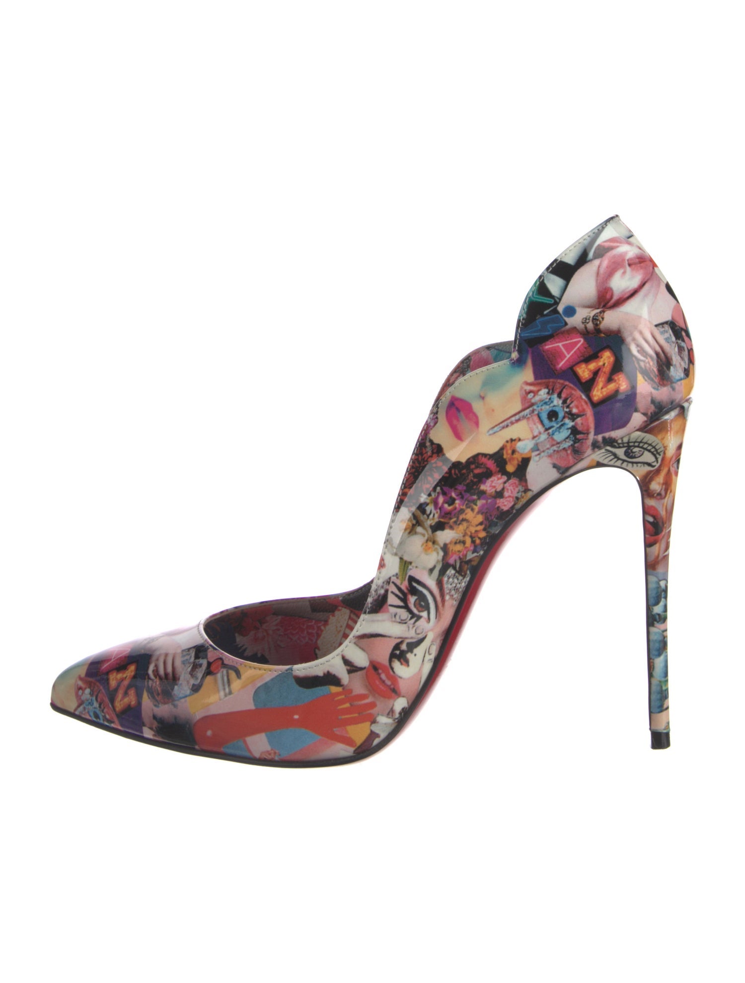 Christian Louboutin Patent Leather Floral Print Pumps