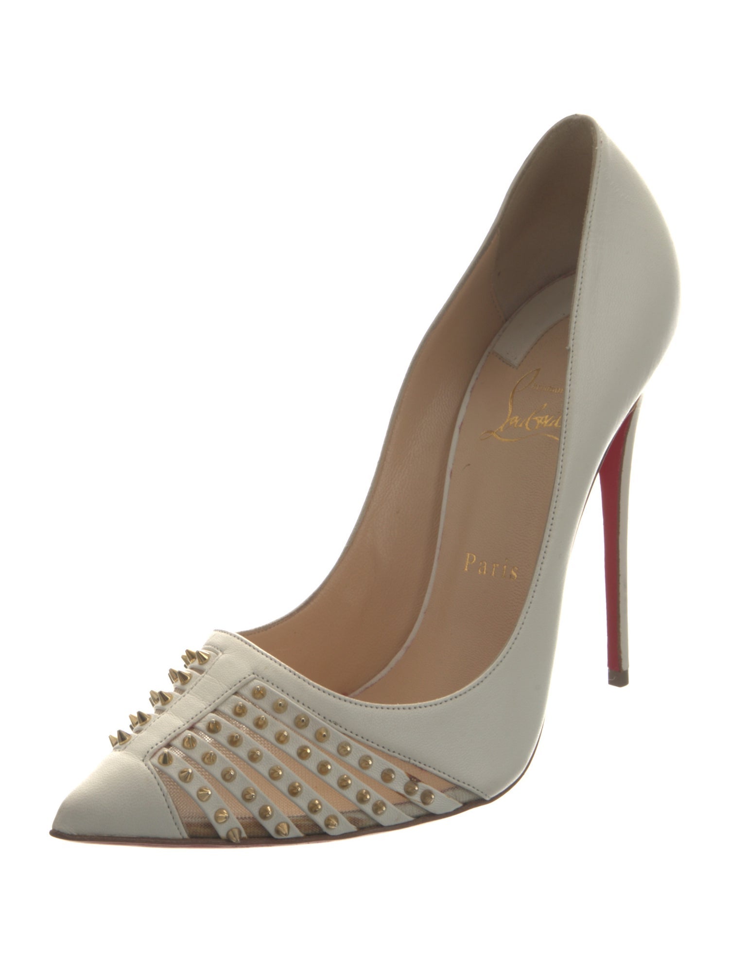 Christian Louboutin Leather Studded Accents Pumps