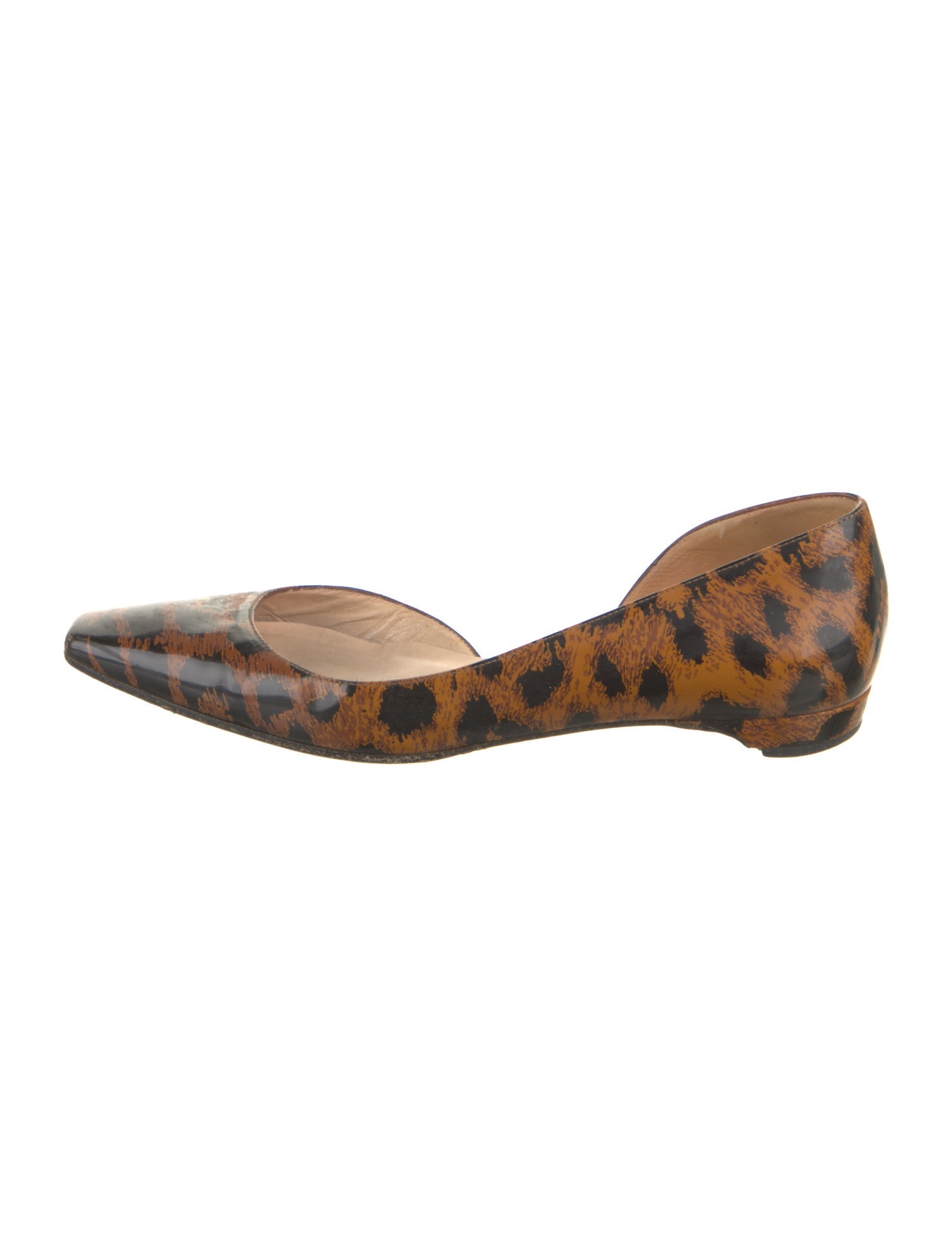 Christian Louboutin Patent Leather Animal Print D'Orsay Flats