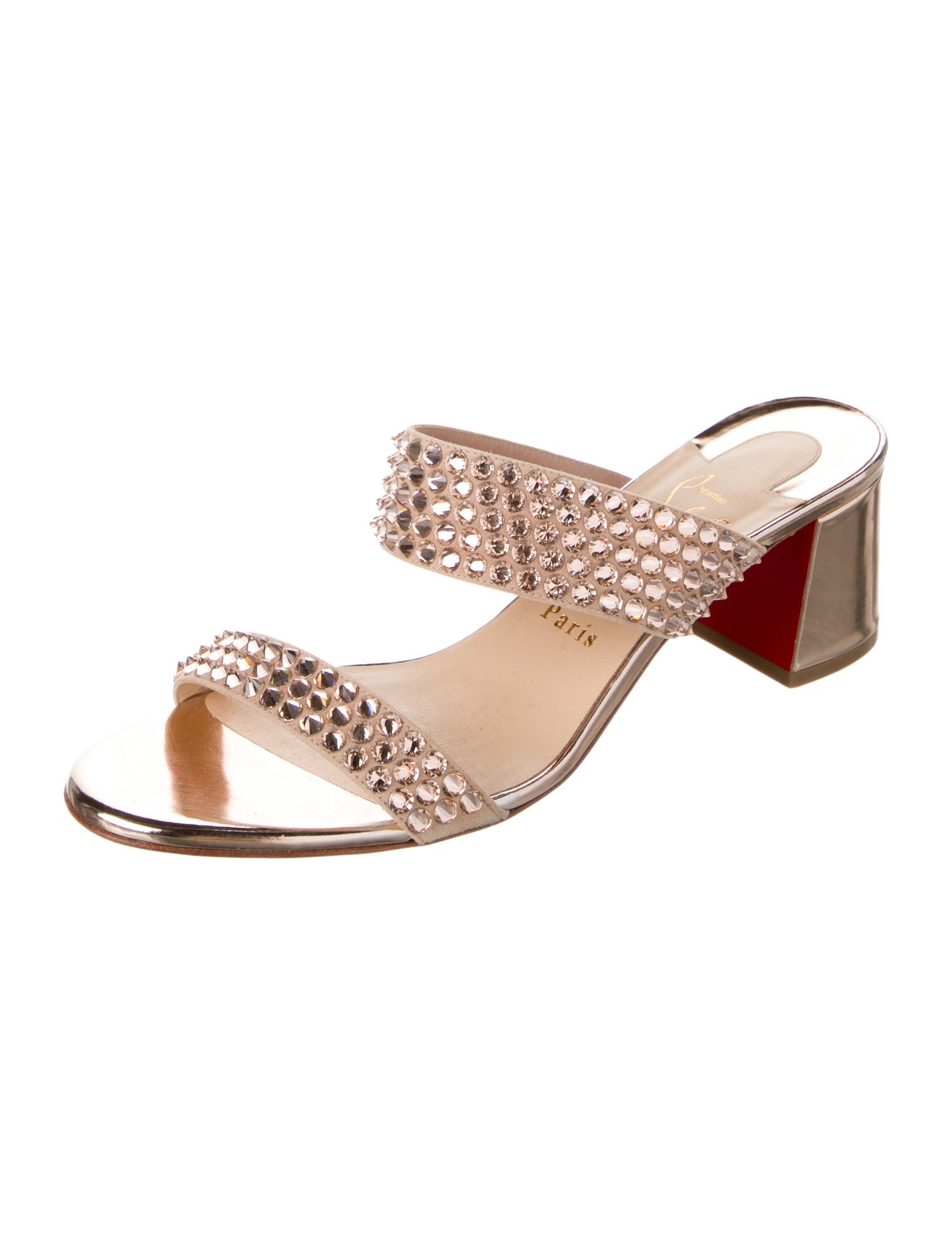 Christian Louboutin Suede Studded Accents Slides