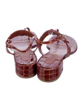 Christian Louboutin Embossed Leather T-Strap Sandals