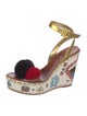 Christian Louboutin Floral Print Embroidered Accent Slingback Sandals