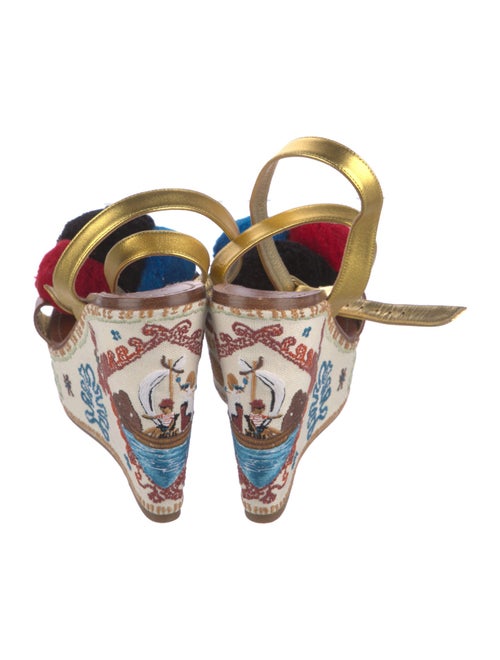 Christian Louboutin Floral Print Embroidered Accent Slingback Sandals