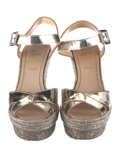 Christian Louboutin Leather Glitter Accents Espadrilles