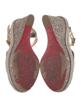 Christian Louboutin Leather Glitter Accents Espadrilles
