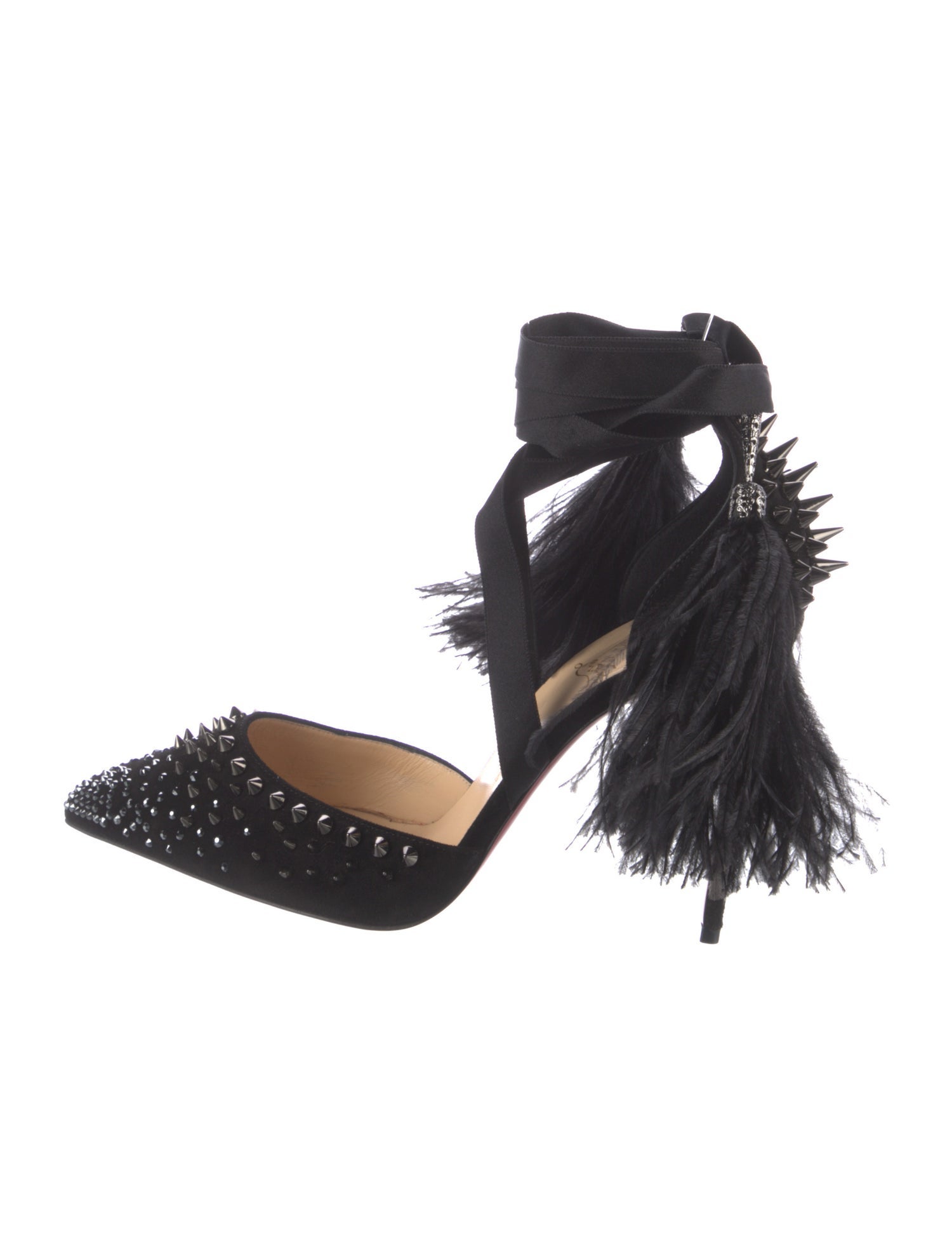 Christian Louboutin Spike Accents Suede D'Orsay Pumps