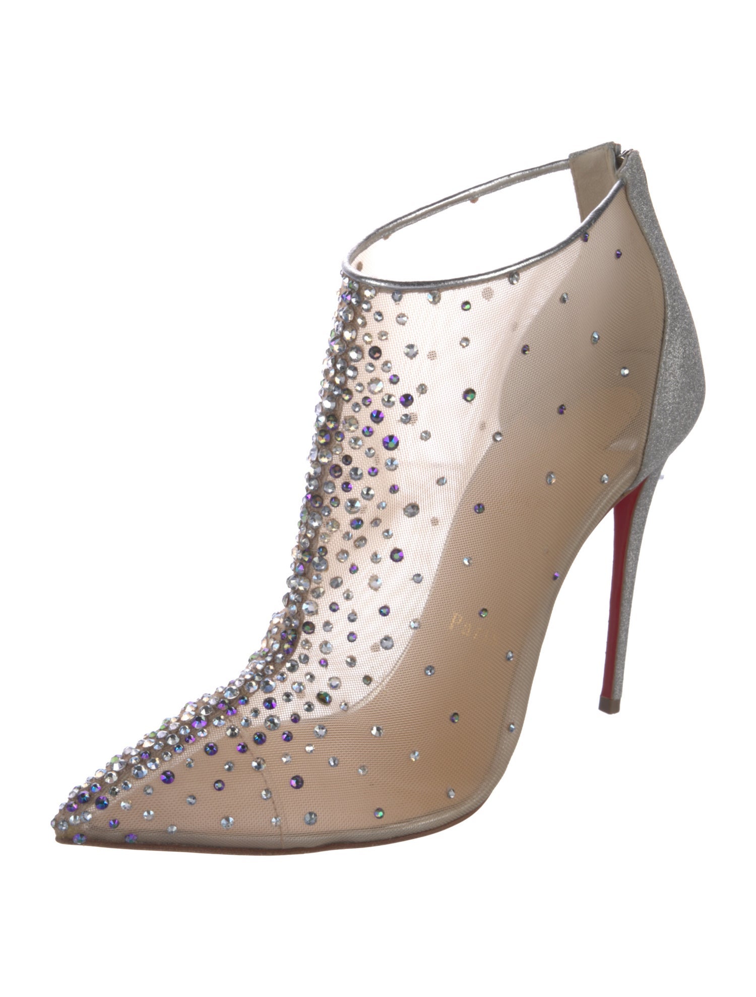 Christian Louboutin Mesh Glitter Accents T-Strap Pumps