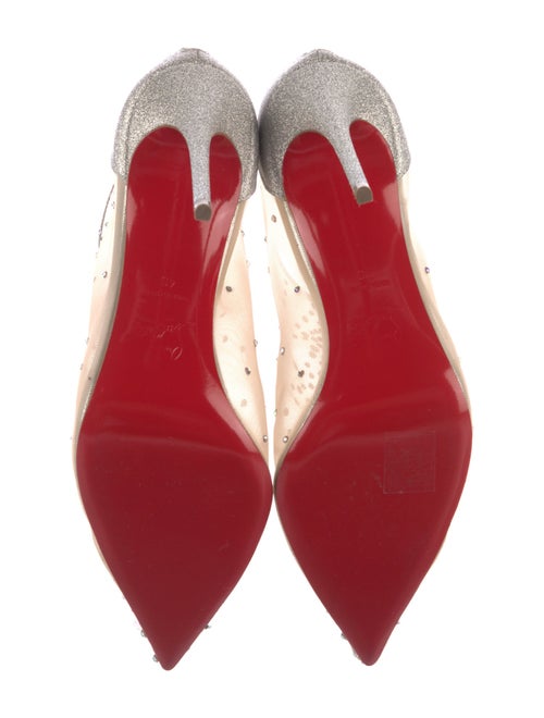 Christian Louboutin Mesh Glitter Accents T-Strap Pumps