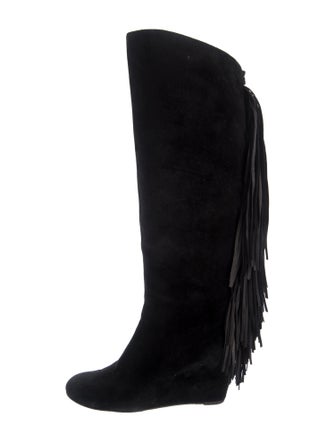 Christian Louboutin Suede Fringe Trim Accent Boots