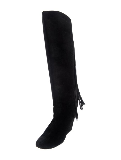Christian Louboutin Suede Fringe Trim Accent Boots