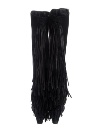 Christian Louboutin Suede Fringe Trim Accent Boots