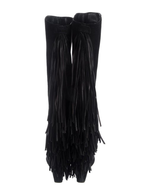 Christian Louboutin Suede Fringe Trim Accent Boots