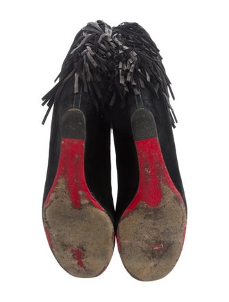 Christian Louboutin Suede Fringe Trim Accent Boots