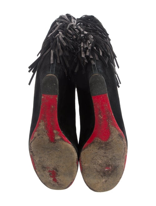 Christian Louboutin Suede Fringe Trim Accent Boots