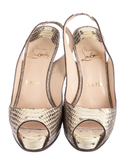 Christian Louboutin Snakeskin Animal Print Slingback Pumps