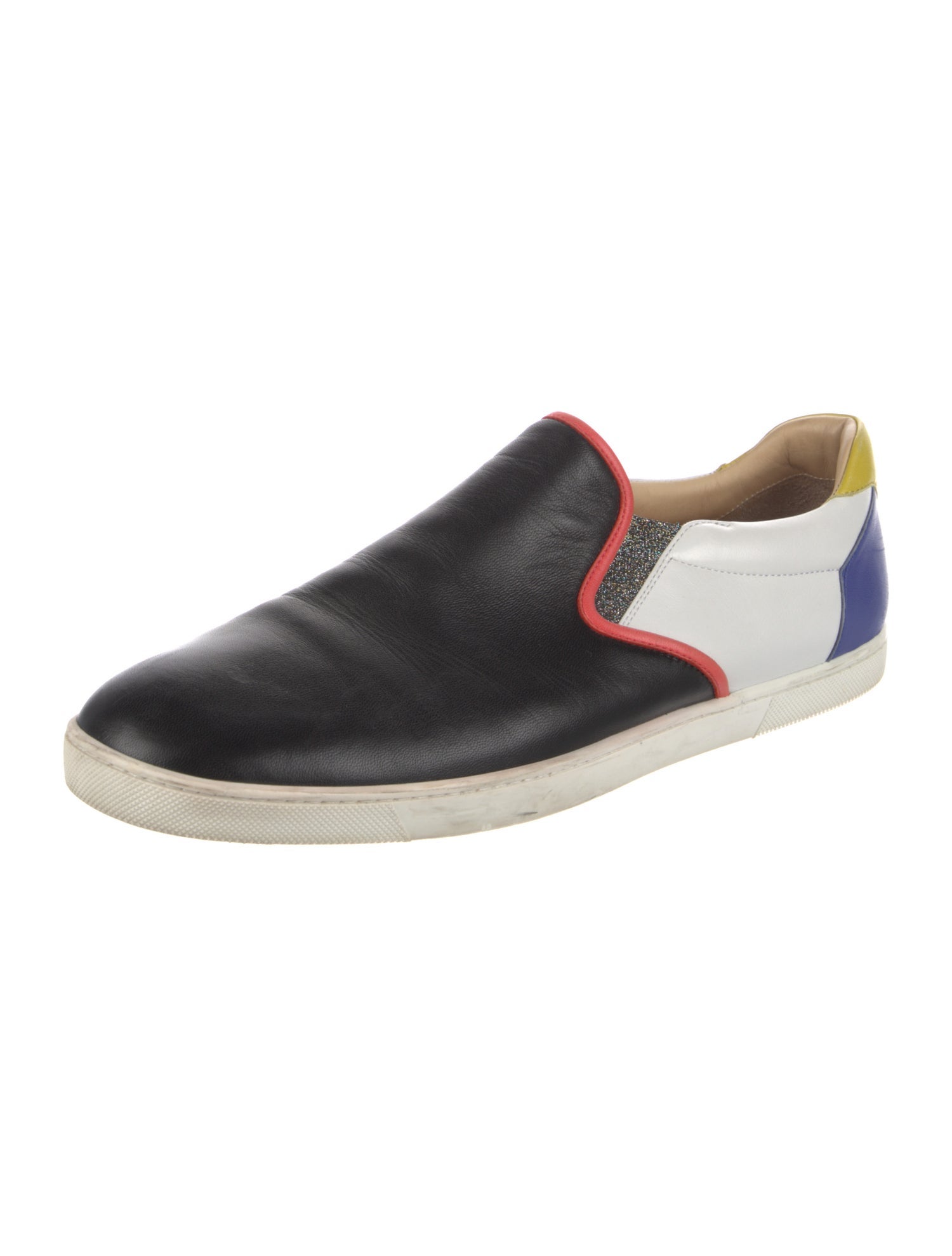 Christian Louboutin Leather Colorblock Pattern Sneakers
