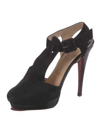 Christian Louboutin Suede T-Strap Pumps