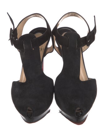 Christian Louboutin Suede T-Strap Pumps