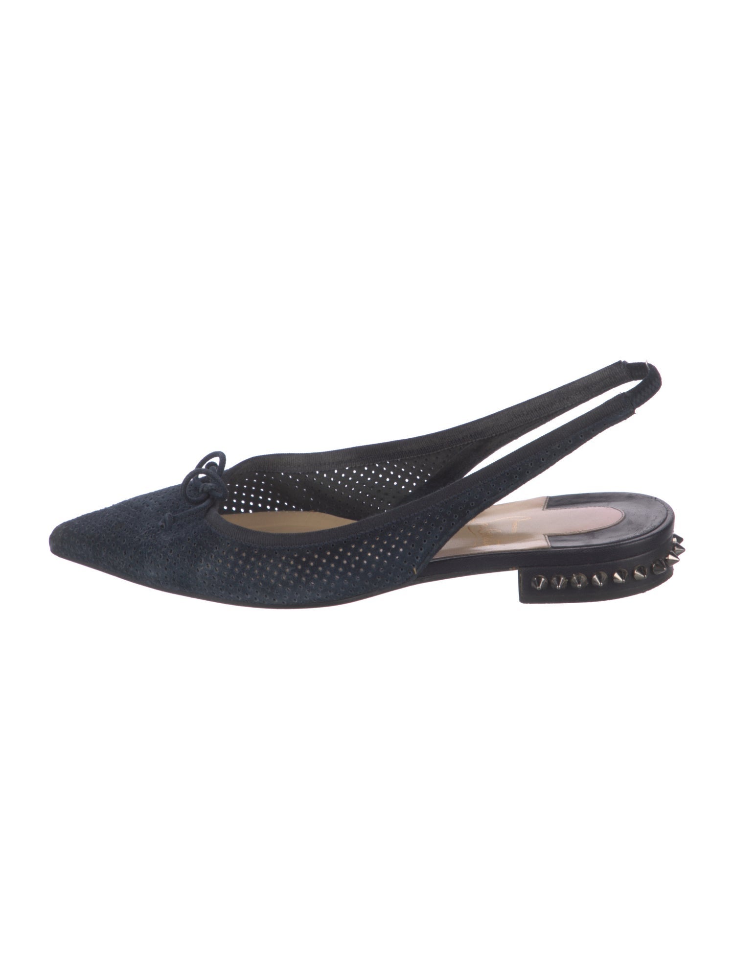 Christian Louboutin Suede Bow Accents Slingback Flats