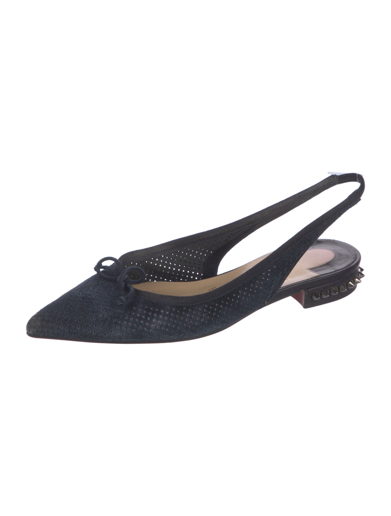 Christian Louboutin Suede Bow Accents Slingback Flats