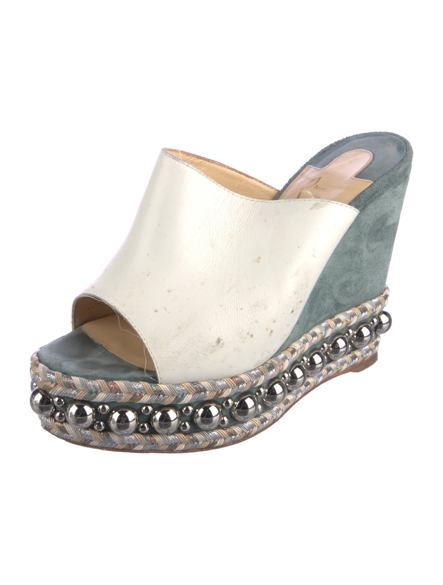 Christian Louboutin Leather Colorblock Pattern Espadrilles