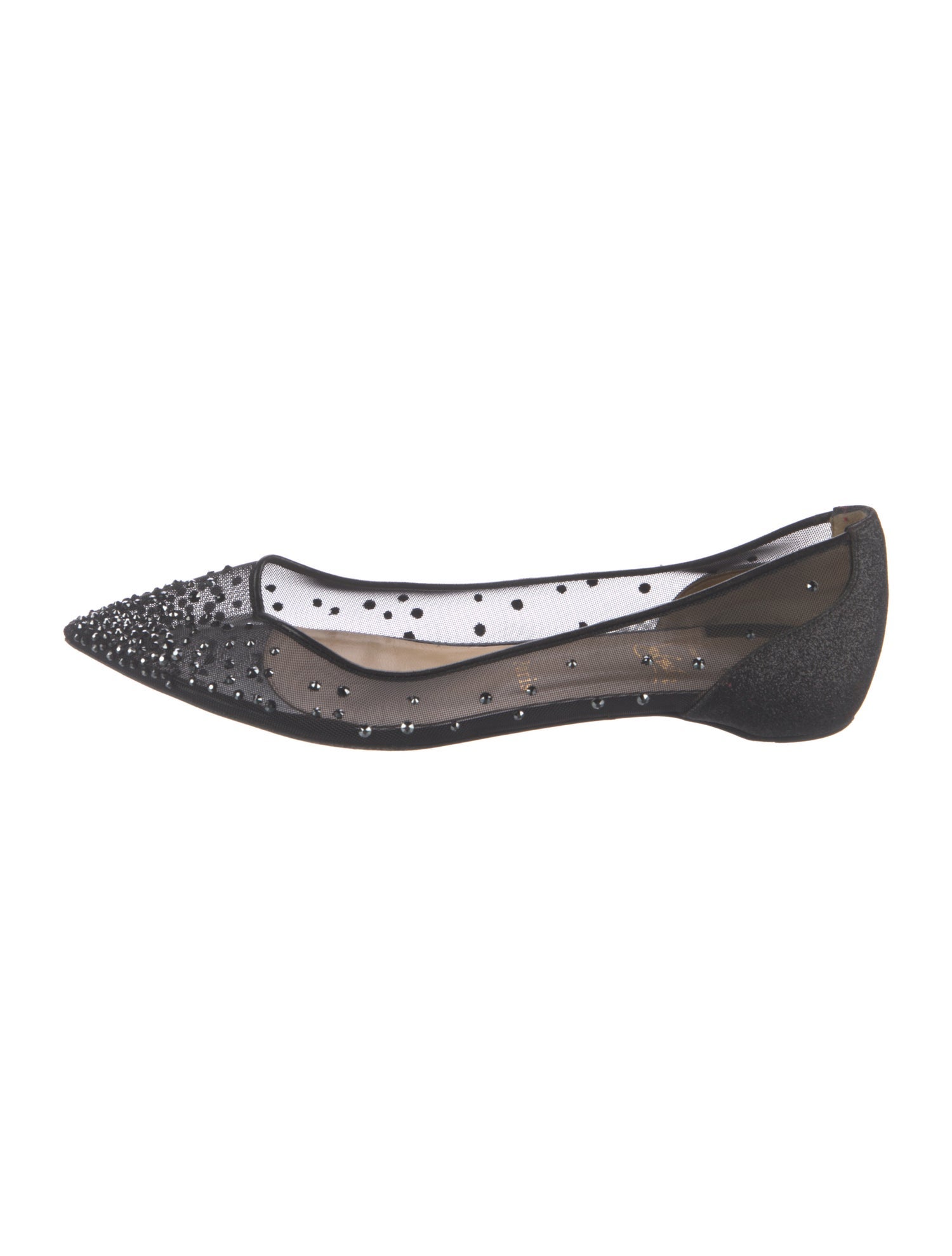 Christian Louboutin Mesh Crystal Embellishments Ballet Flats
