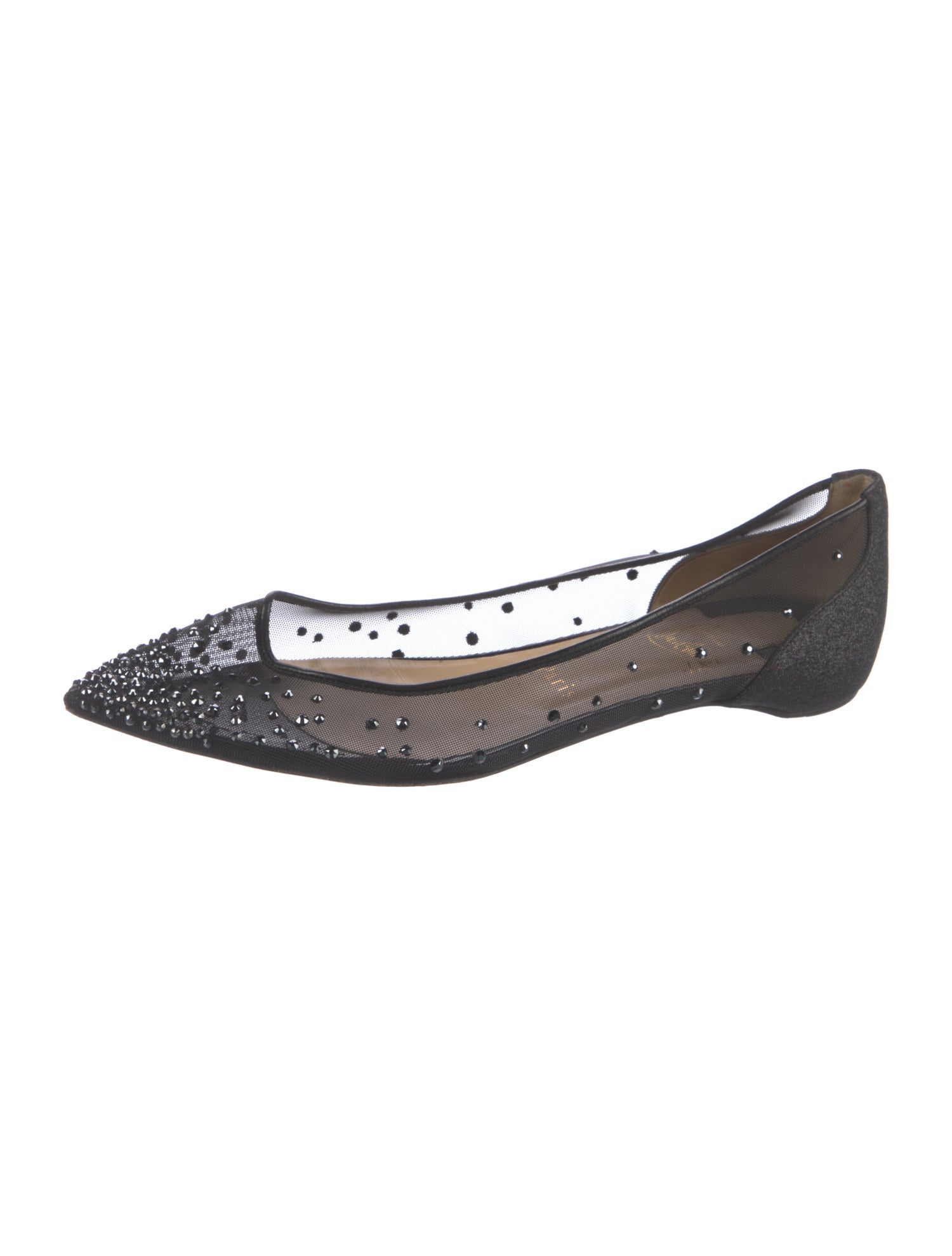 Christian Louboutin Mesh Crystal Embellishments Ballet Flats