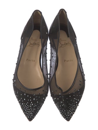 Christian Louboutin Mesh Crystal Embellishments Ballet Flats