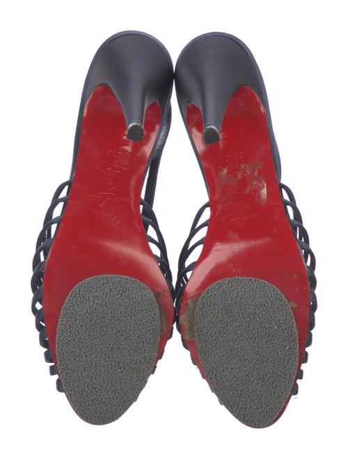 Christian Louboutin Satin Leather Trim Embellishment Slingback Sandals