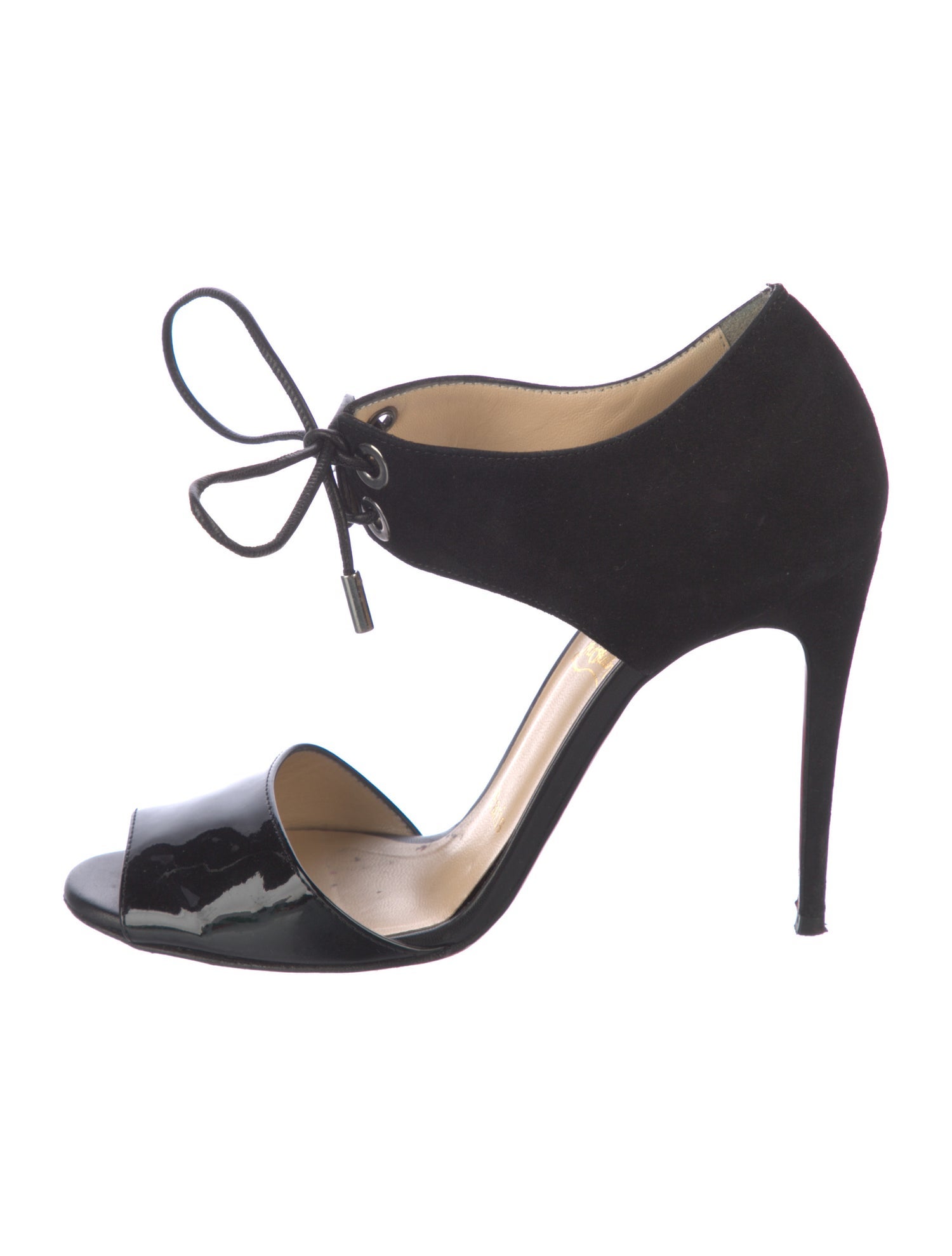 Christian Louboutin Patent Leather Leather Trim Embellishment Sandals