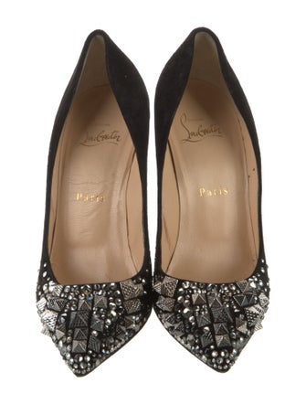 Christian Louboutin Spike Accents Suede Pumps
