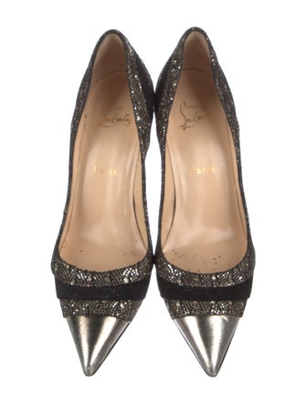 Christian Louboutin Glitter Lace Pattern D'Orsay Pumps