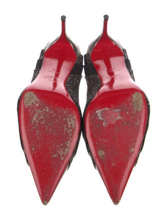 Christian Louboutin Glitter Lace Pattern D'Orsay Pumps
